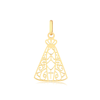 Pingente Nossa Senhora Vazado Curva — Ouro 10K