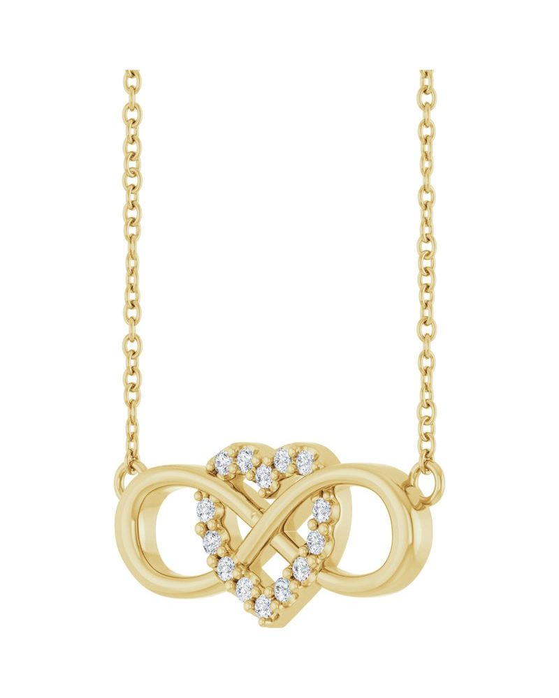Colar Coração e Infinito Cravejado em Ouro 14k com Diamantes de Laboratório
