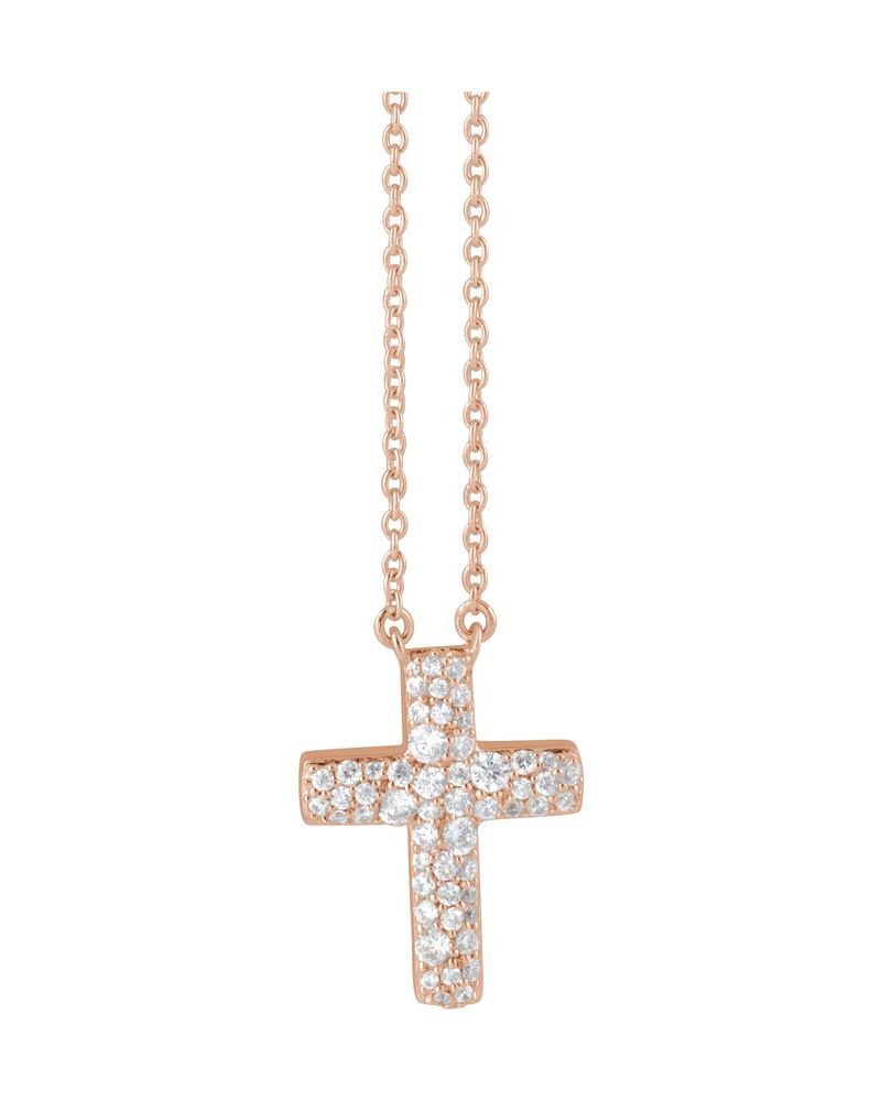 Colar Cruz Cravejado em Ouro 14k com Diamantes de Laboratório – Modelo 5