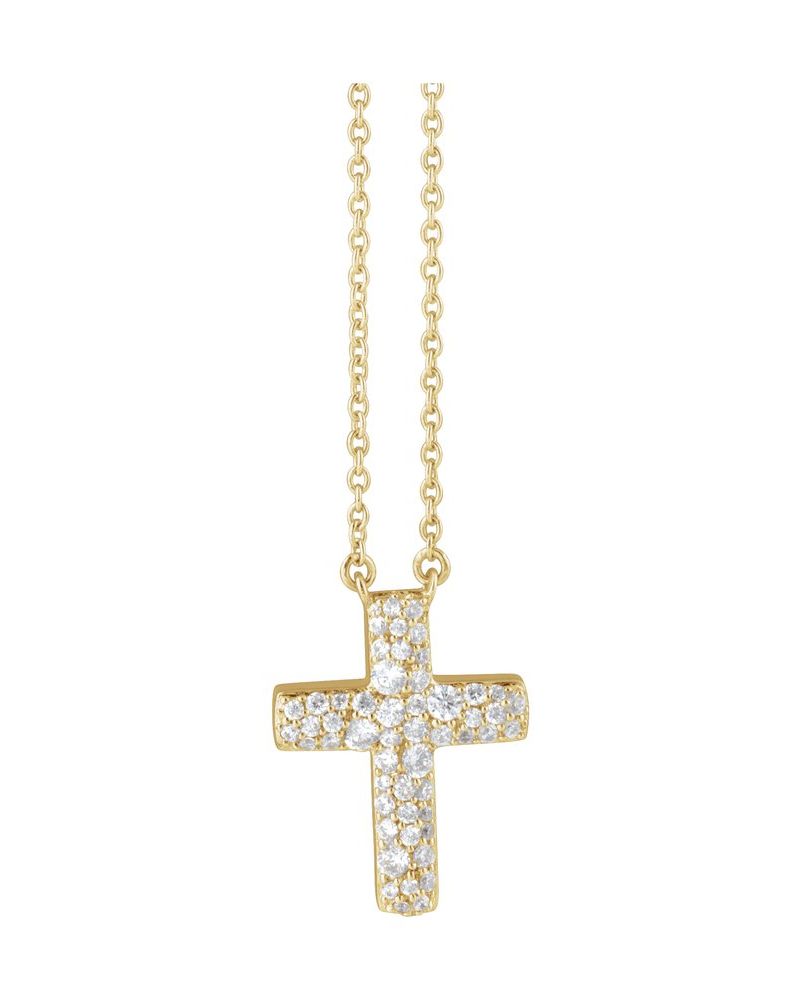 Colar Cruz Cravejado em Ouro 14k com Diamantes de Laboratório – Modelo 5