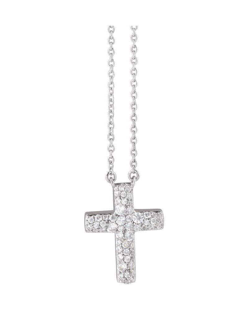 Colar Cruz Cravejado em Ouro 14k com Diamantes de Laboratório – Modelo 5
