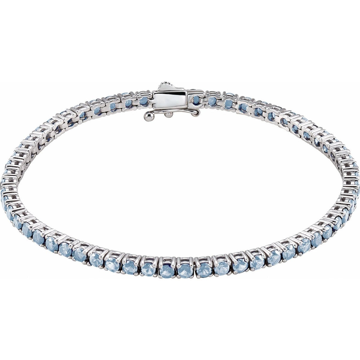 Pulseira riviera água-marinha – Ouro Branco 14k