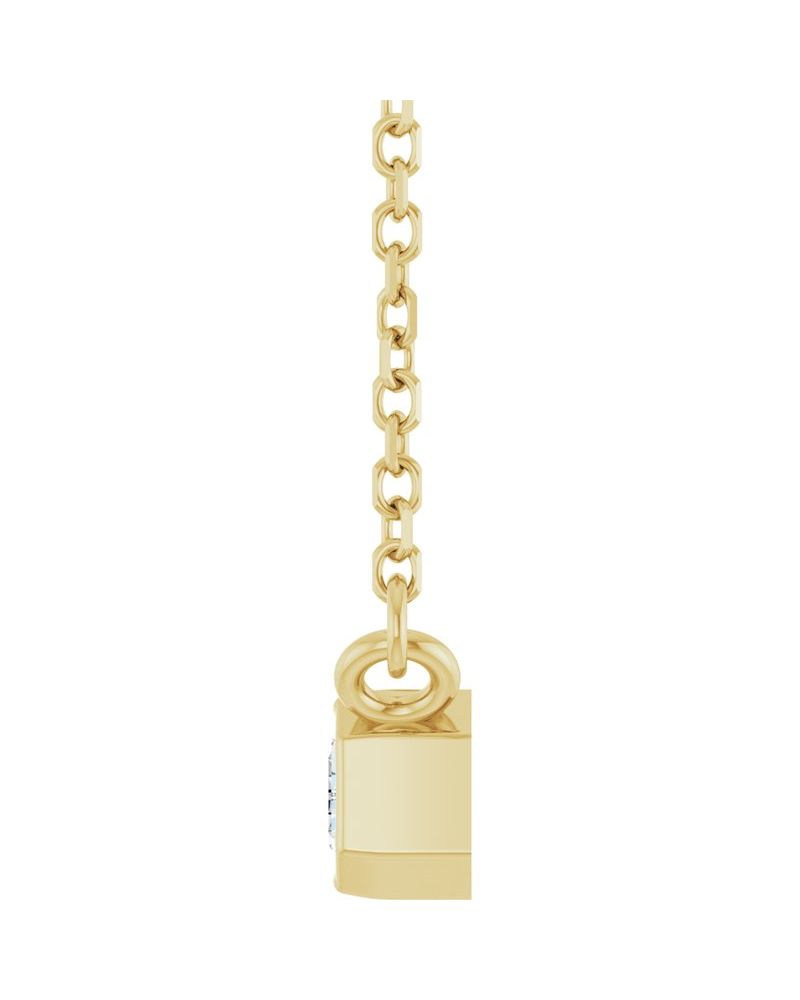 Colar Solitário com Cravação Bezel em Ouro 14k com Diamantes de Laboratório