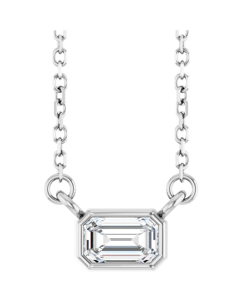 Colar Solitário com Cravação Bezel em Ouro 14k com Diamantes de Laboratório