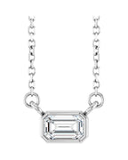 Colar Solitário com Cravação Bezel em Ouro 14k com Diamantes de Laboratório