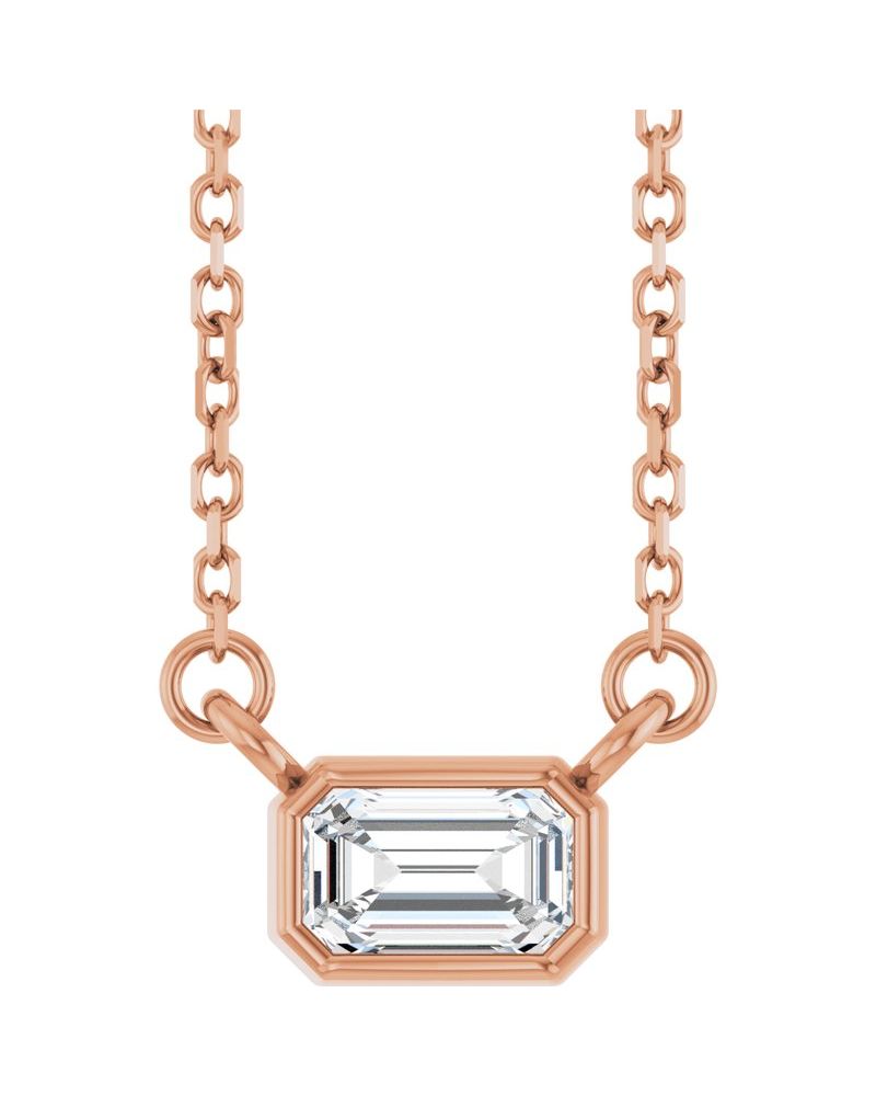 Colar Solitário com Cravação Bezel em Ouro 14k com Diamantes de Laboratório