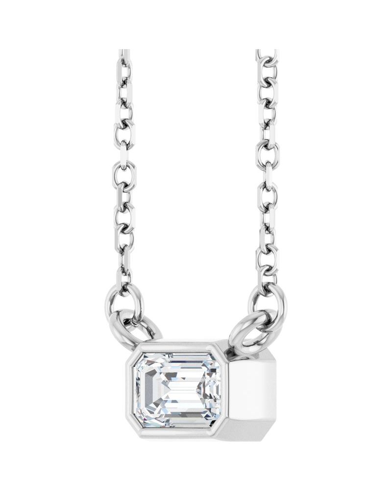 Colar Solitário com Cravação Bezel em Ouro 14k com Diamantes de Laboratório