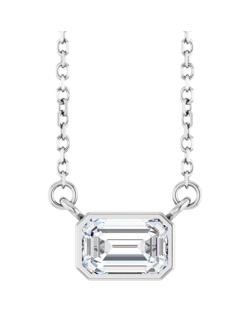 Colar Solitário com Cravação Bezel em Ouro 14k com Diamantes de Laboratório