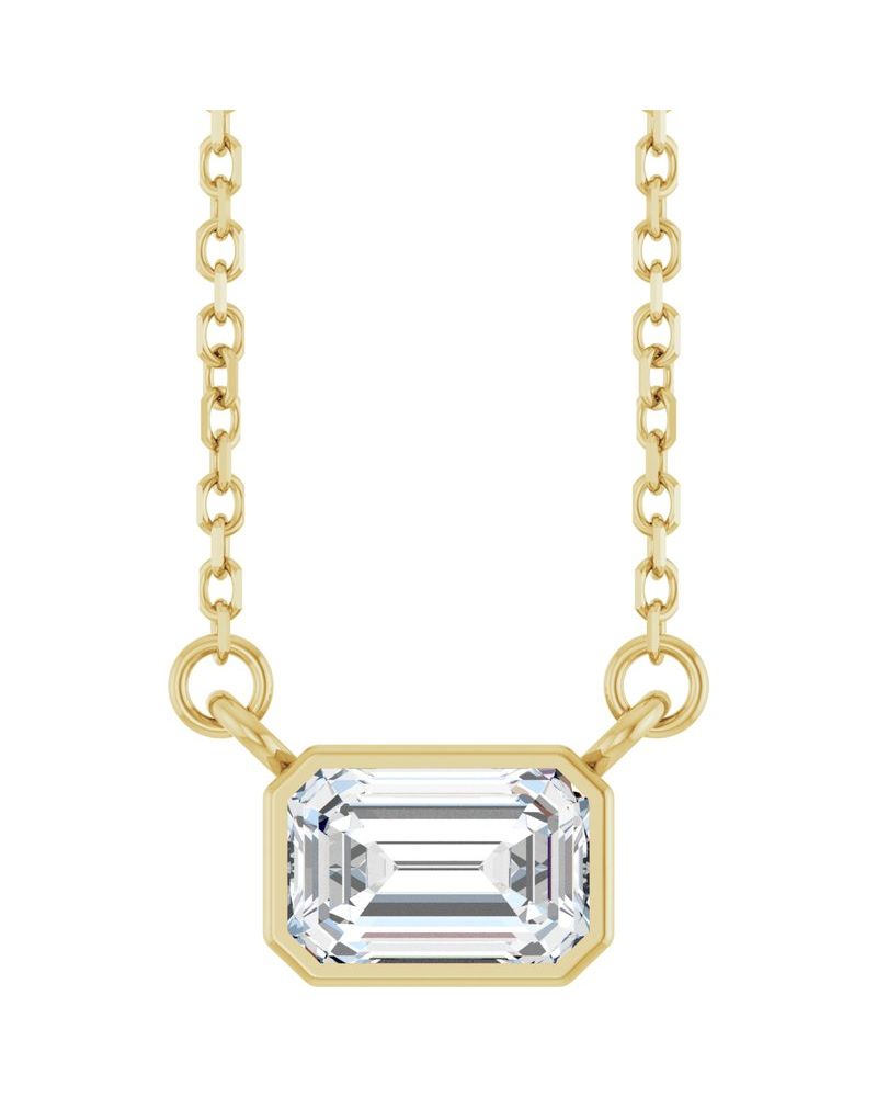 Colar Solitário com Cravação Bezel em Ouro 14k com Diamantes de Laboratório