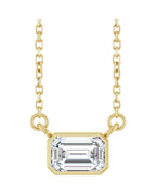 Colar Solitário com Cravação Bezel em Ouro 14k com Diamantes de Laboratório