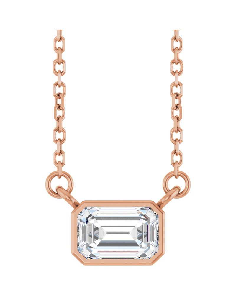 Colar Solitário com Cravação Bezel em Ouro 14k com Diamantes de Laboratório