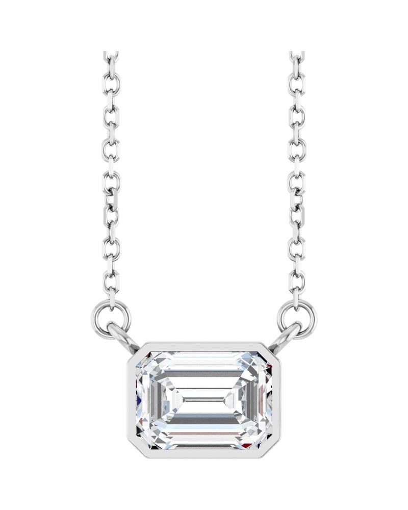 Colar Solitário com Cravação Bezel em Ouro 14k com Diamantes de Laboratório
