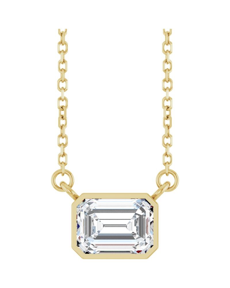 Colar Solitário com Cravação Bezel em Ouro 14k com Diamantes de Laboratório