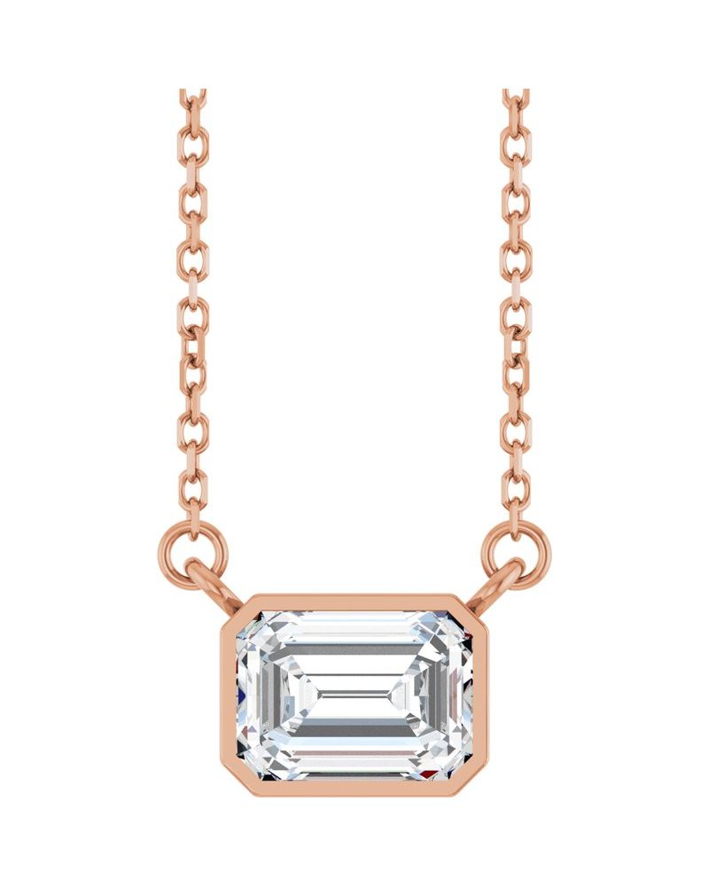 Colar Solitário com Cravação Bezel em Ouro 14k com Diamantes de Laboratório