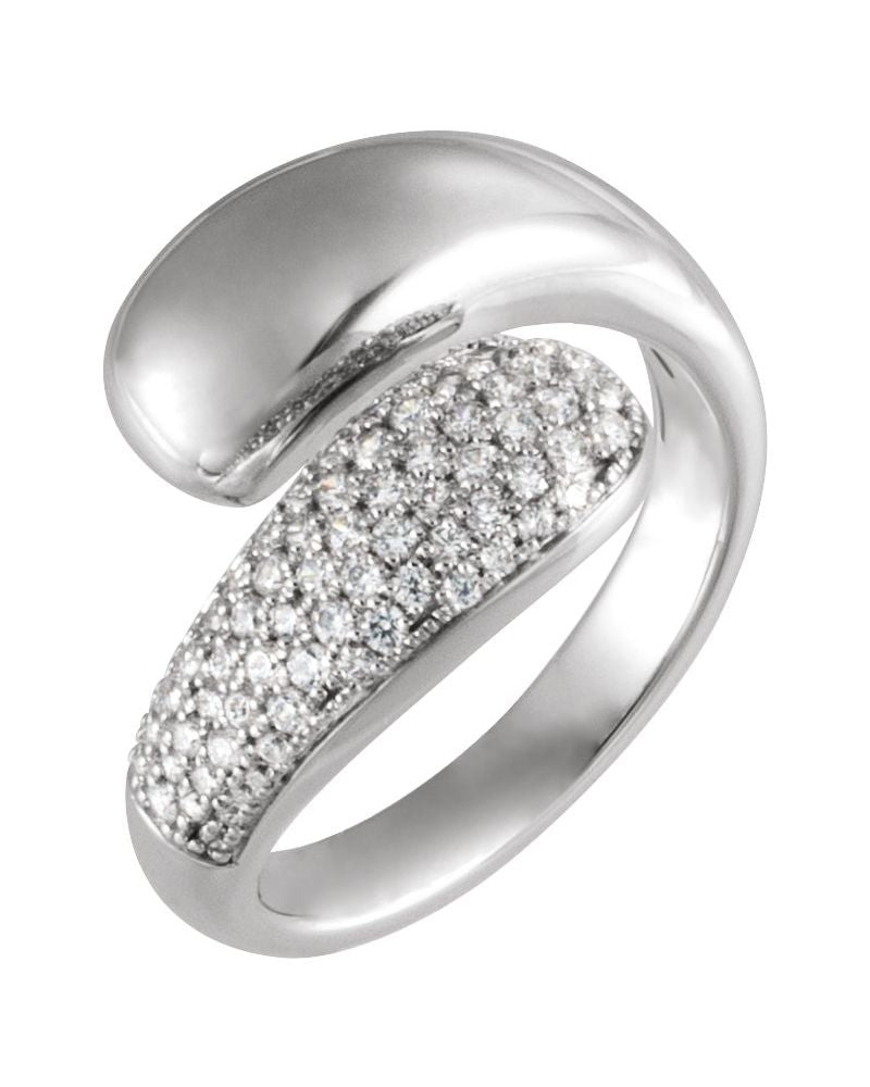 Anel Bypass Pavê em Ouro 14k com Diamantes Naturais