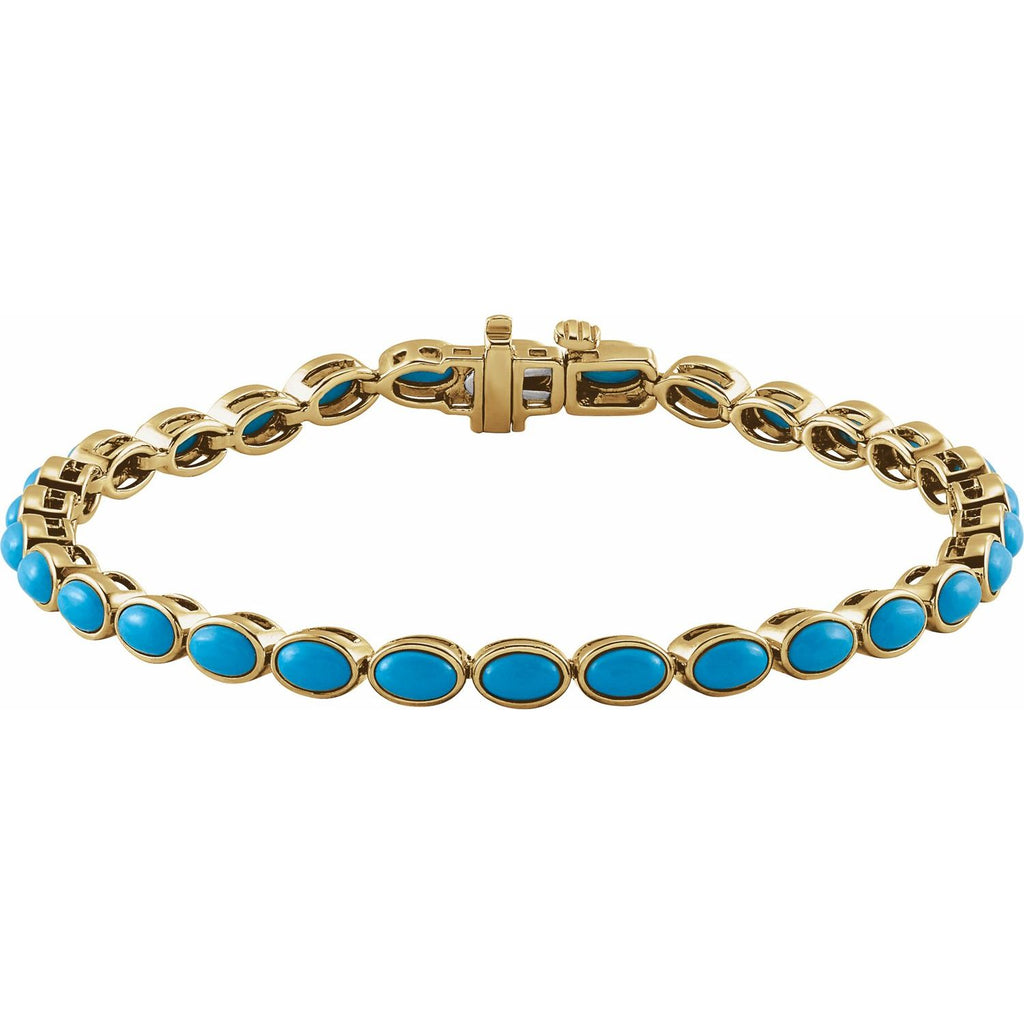 Pulseira riviera turquesa – Ouro Amarelo 14k
