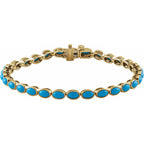 Pulseira riviera turquesa – Ouro Amarelo 14k