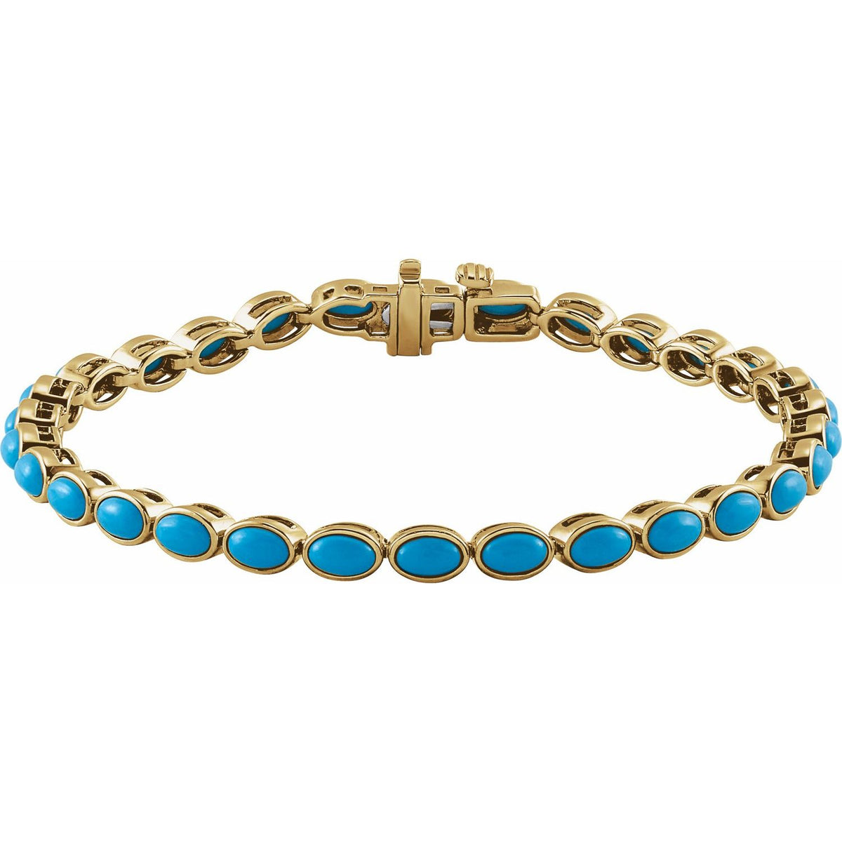 Pulseira riviera turquesa – Ouro Amarelo 14k