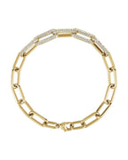 Pulseira Elos Clipe Cravejada em Ouro 14k com Diamantes de Laboratório