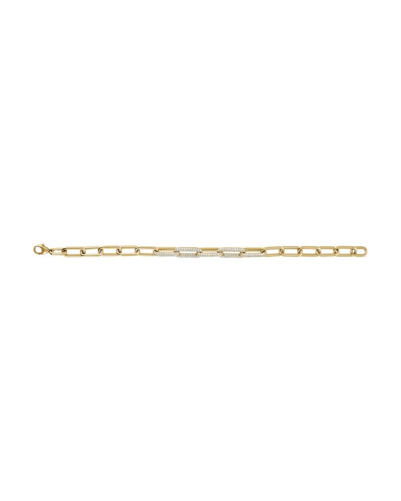 Pulseira Elos Clipe Cravejada em Ouro 14k com Diamantes de Laboratório