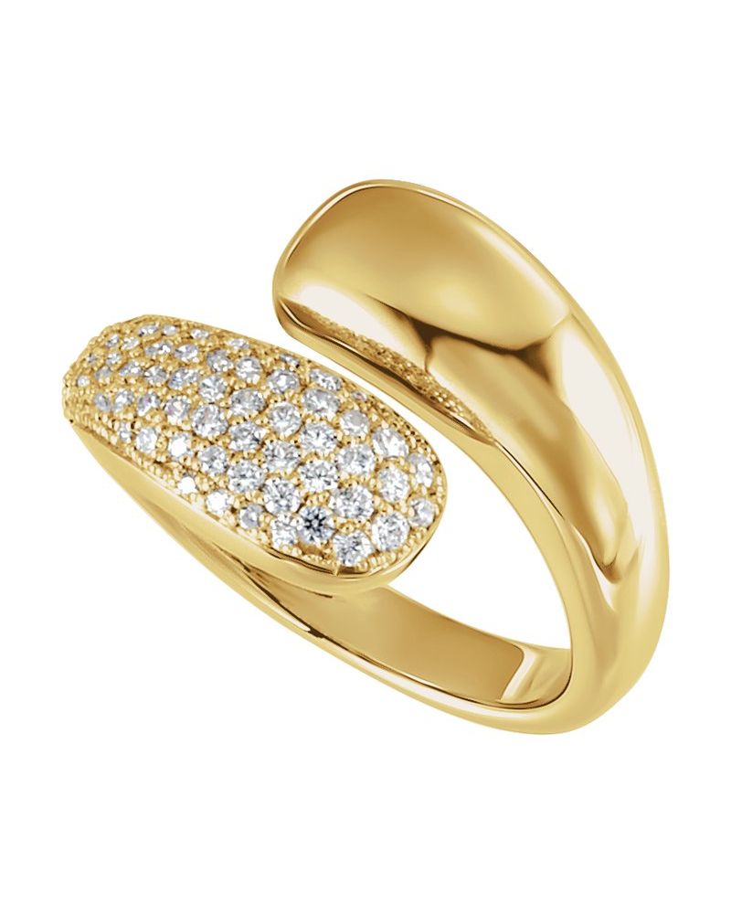 Anel Bypass Pavê em Ouro 14k com Diamantes Naturais
