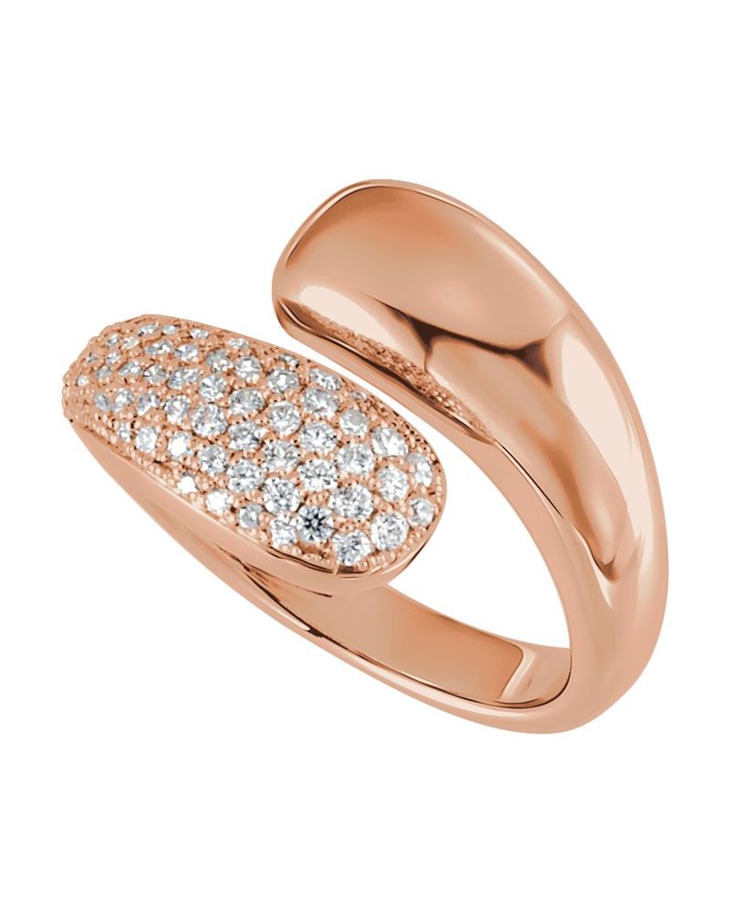 Anel Bypass Pavê em Ouro 14k com Diamantes de Laboratório