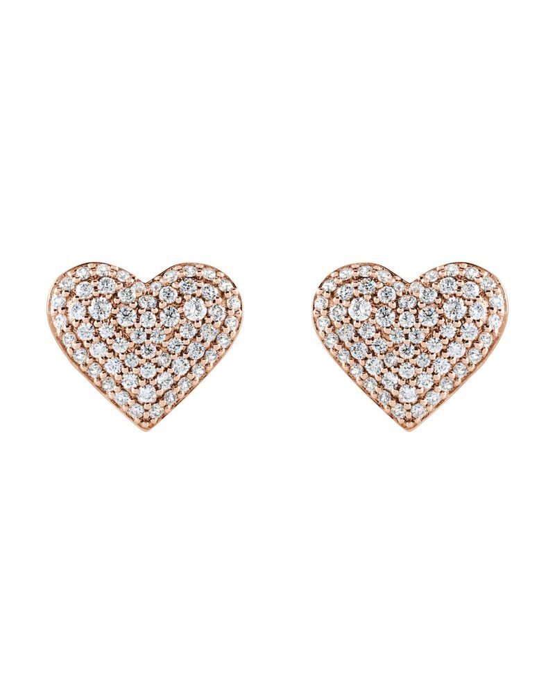 Brinco Bombê Coração Cravejado em Ouro 14k com Diamantes de Laboratório