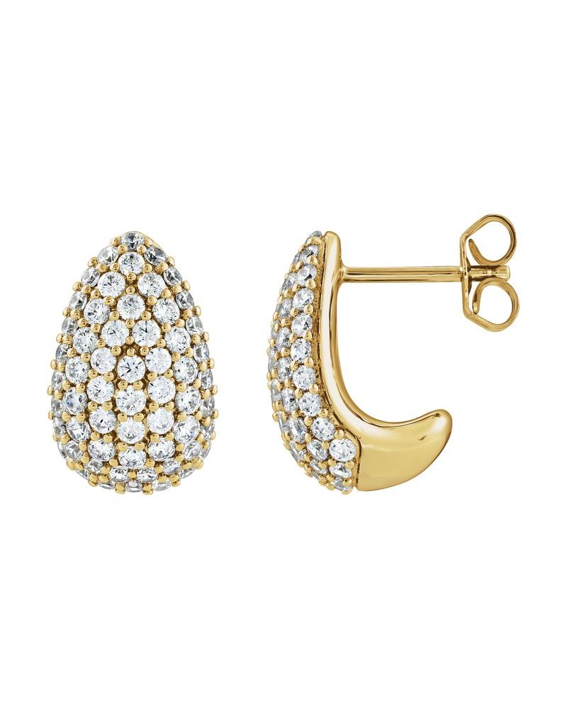 Brinco Gota Pavê em Ouro 14k com Diamantes de Laboratório