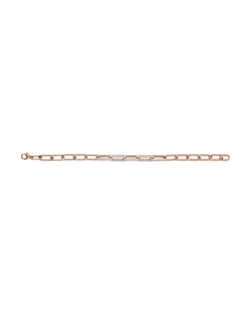 Pulseira Elos Clipe Cravejada em Ouro 14k com Diamantes de Laboratório