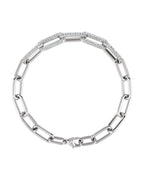 Pulseira Elos Clipe Cravejada em Ouro 14k com Diamantes de Laboratório