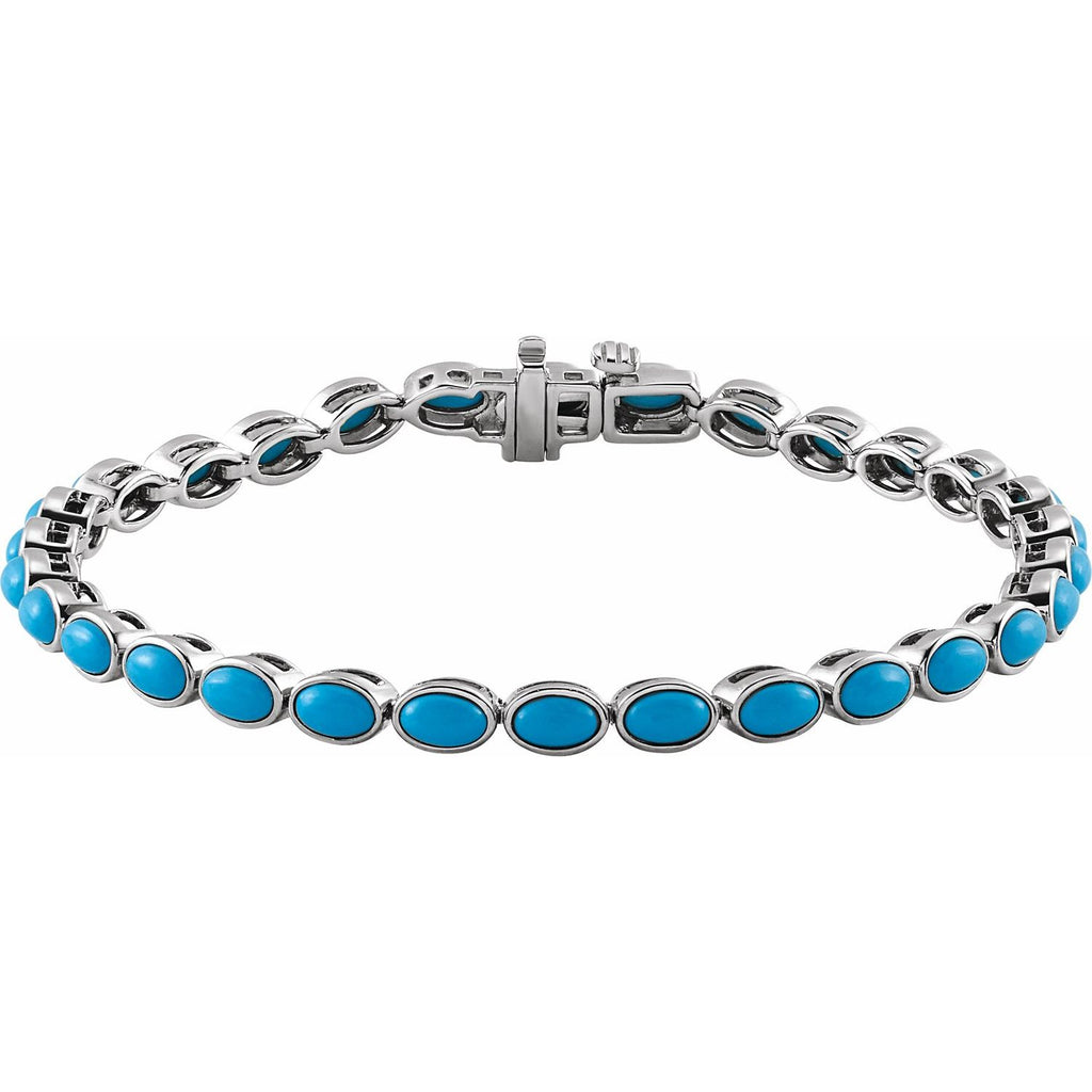 Pulseira riviera turquesa – Ouro Branco 14k