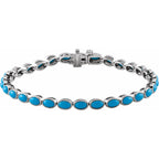 Pulseira riviera turquesa – Ouro Branco 14k