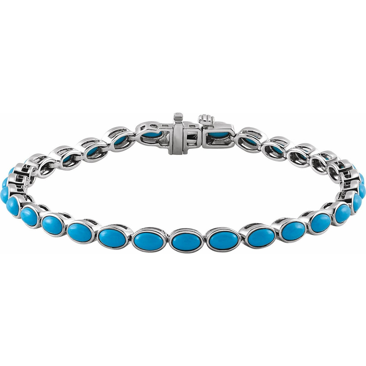 Pulseira riviera turquesa – Ouro Branco 14k