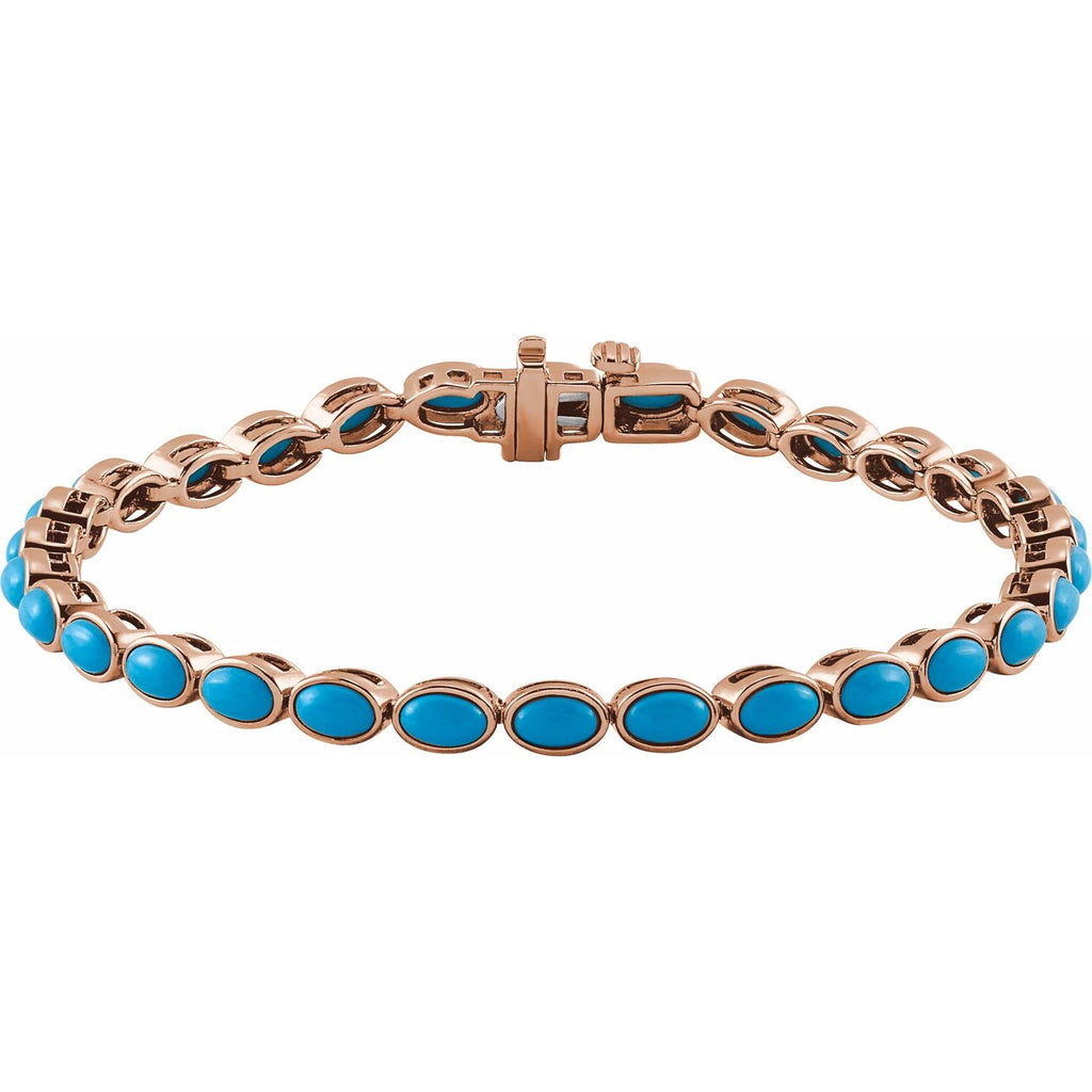 Pulseira riviera turquesa – Ouro Rosé 14k