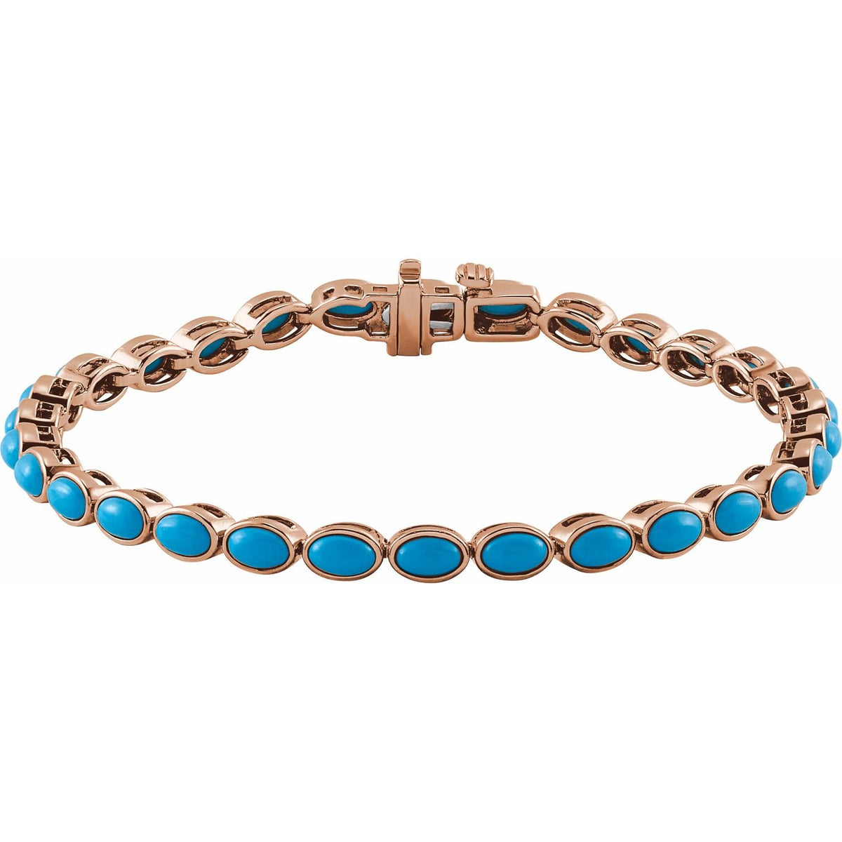 Pulseira riviera turquesa – Ouro Rosé 14k