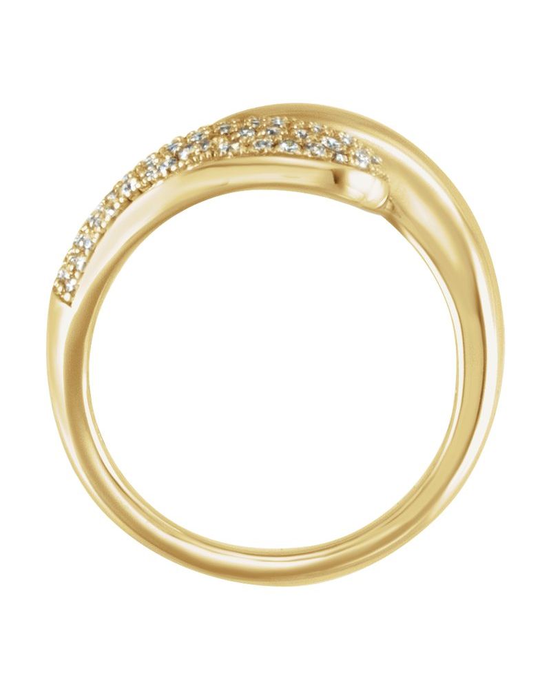 Anel Bypass Pavê em Ouro 14k com Diamantes Naturais