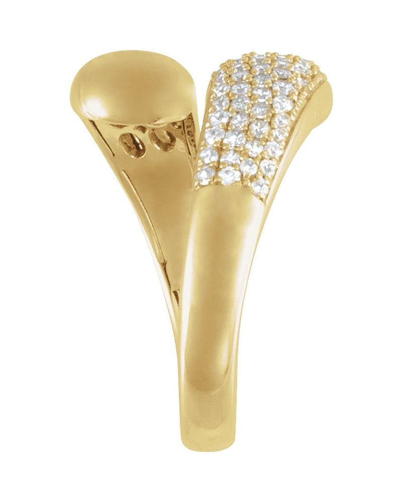 Anel Bypass Pavê em Ouro 14k com Diamantes de Laboratório