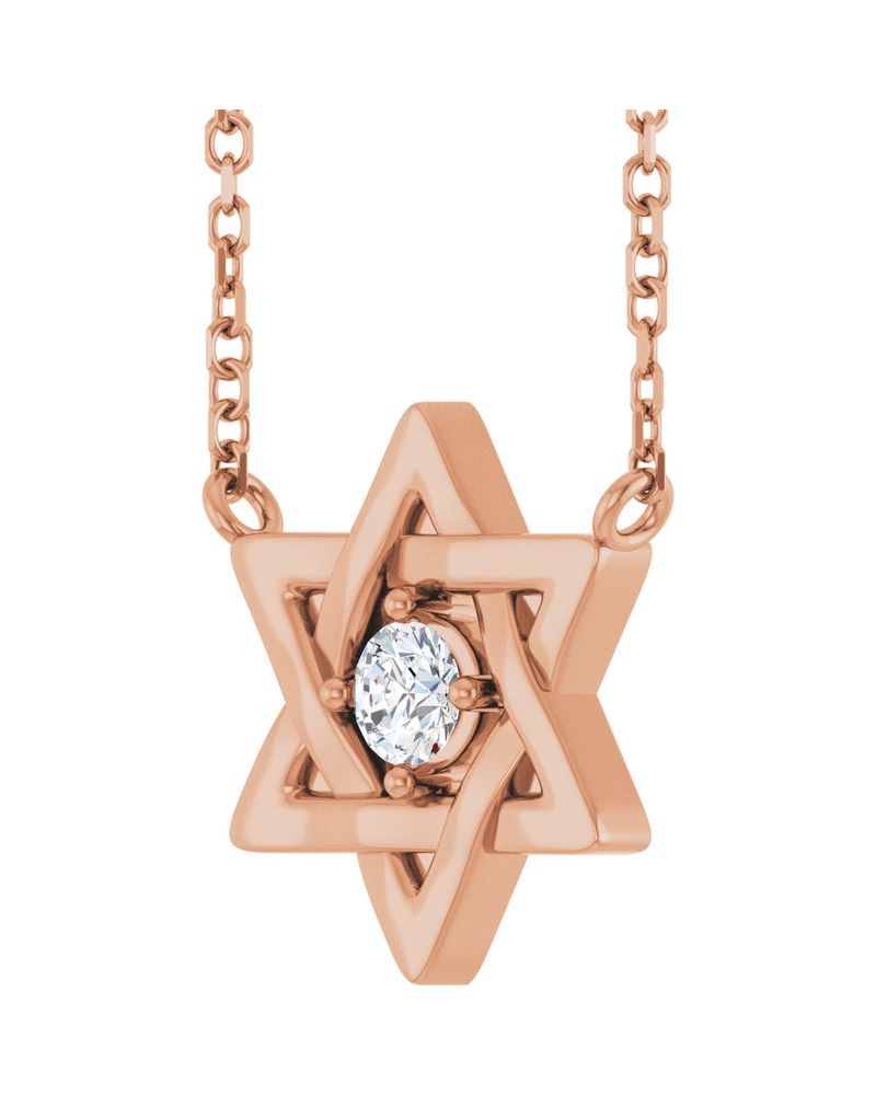 Colar Estrela de Davi em Ouro 14k com Diamantes de Laboratório