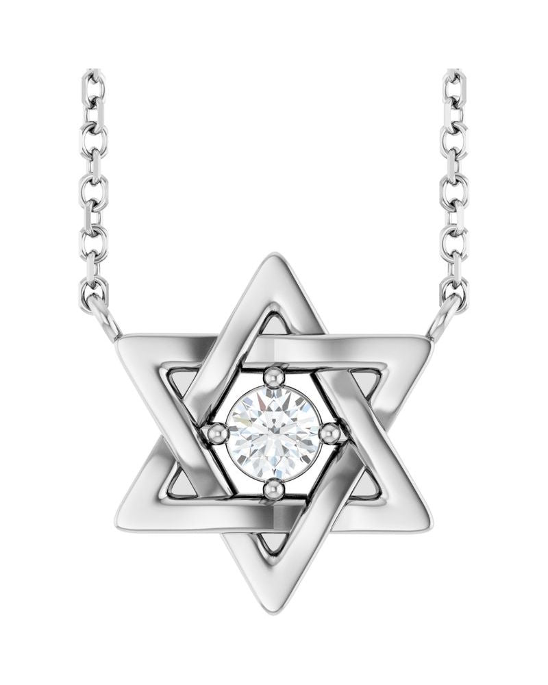 Colar Estrela de Davi em Ouro 14k com Diamantes de Laboratório
