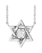 Colar Estrela de Davi em Ouro 14k com Diamantes de Laboratório