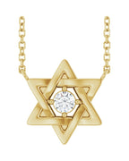 Colar Estrela de Davi em Ouro 14k com Diamantes de Laboratório