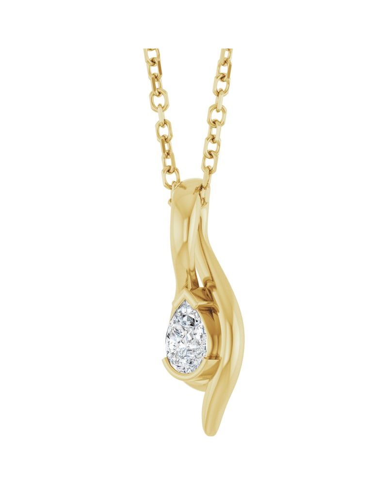 Colar Orgânico Solitário em Ouro 14k com Diamantes de Laboratório