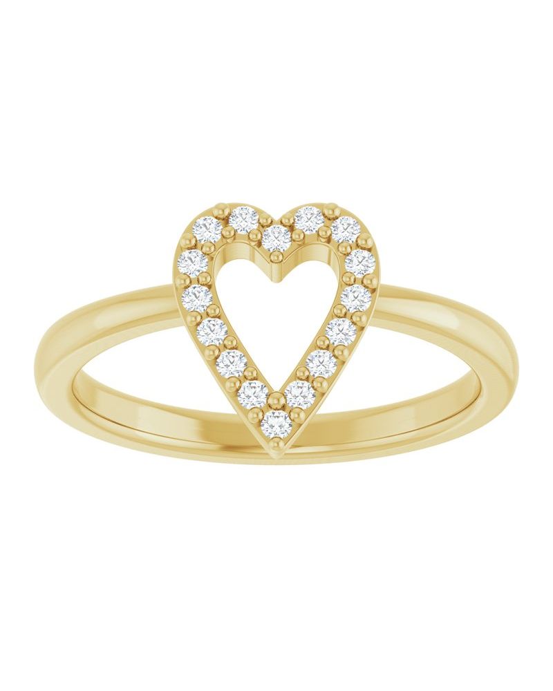 Anel Coração Cravejado em Ouro 14k com Diamantes Naturais