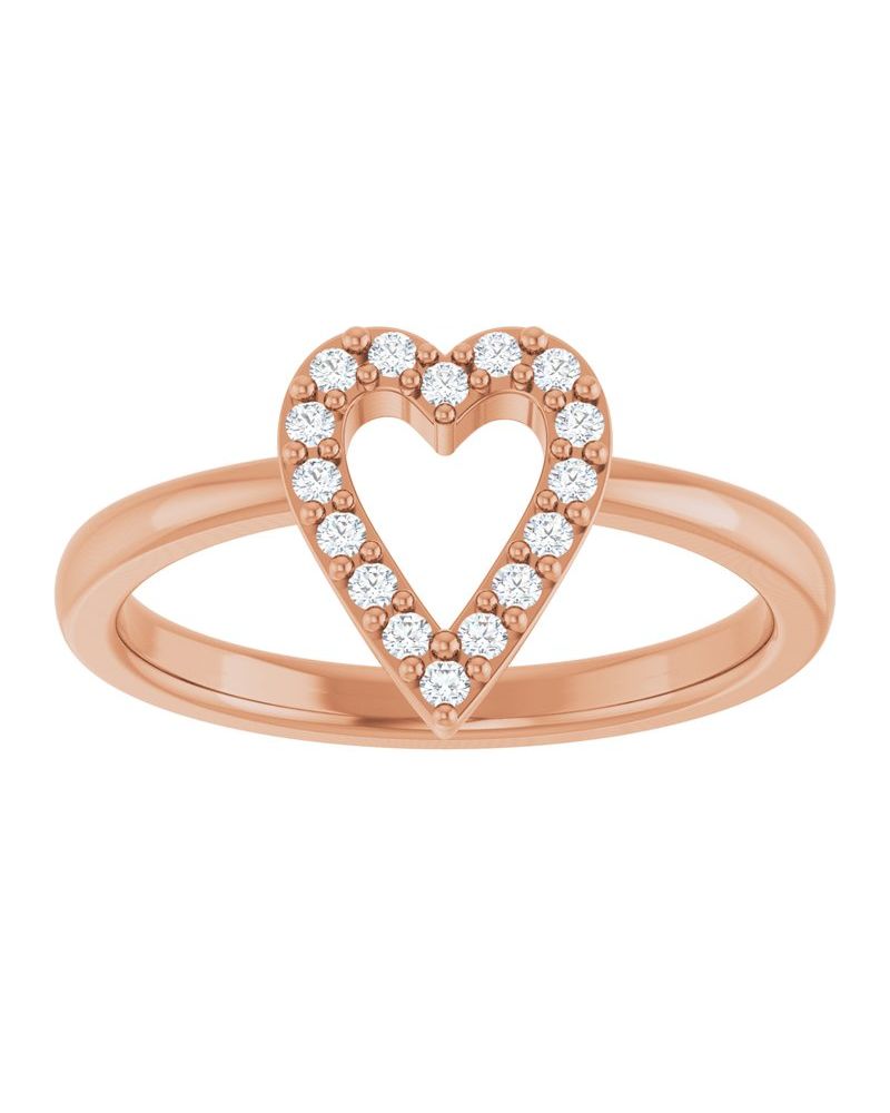 Anel Coração Cravejado em Ouro 14k com Diamantes de Laboratório