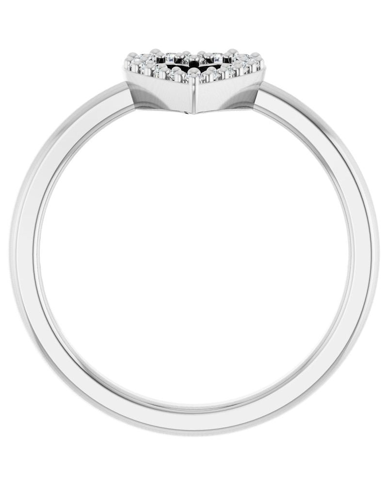 Anel Coração Cravejado em Ouro 14k com Diamantes de Laboratório