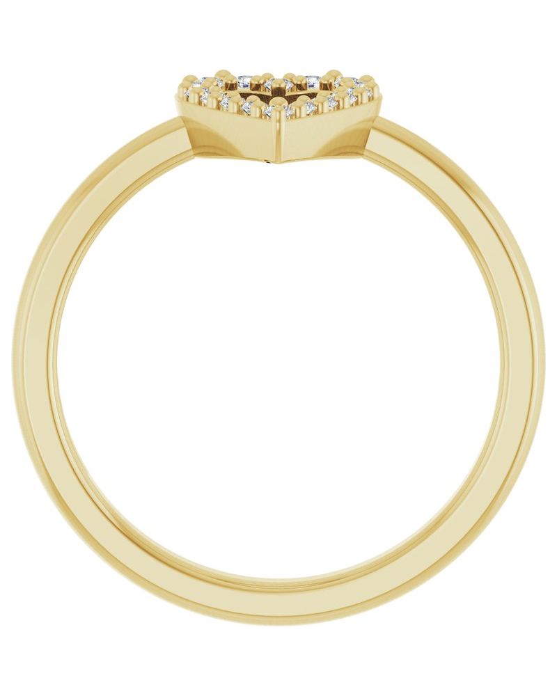 Anel Coração Cravejado em Ouro 14k com Diamantes Naturais