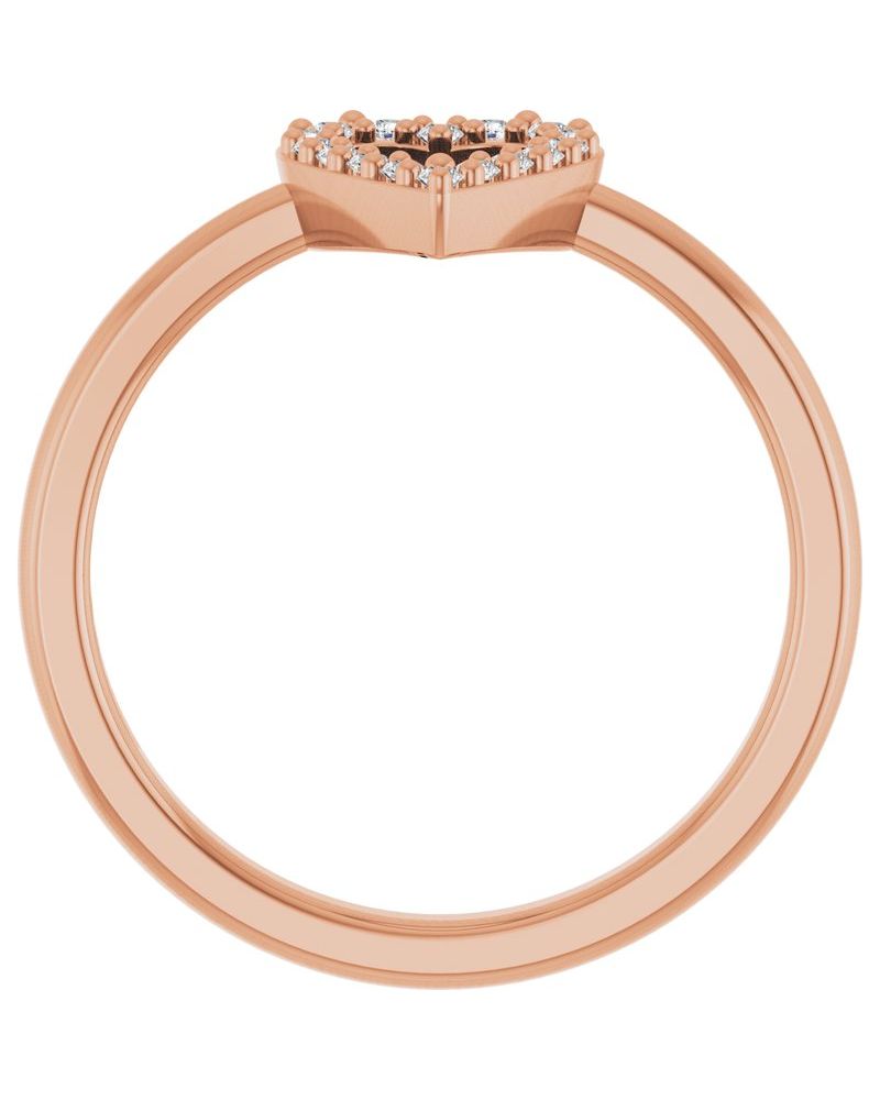 Anel Coração Cravejado em Ouro 14k com Diamantes de Laboratório