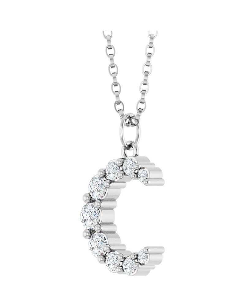 Colar Celestial Lua em Ouro 14k com Diamantes de Laboratório