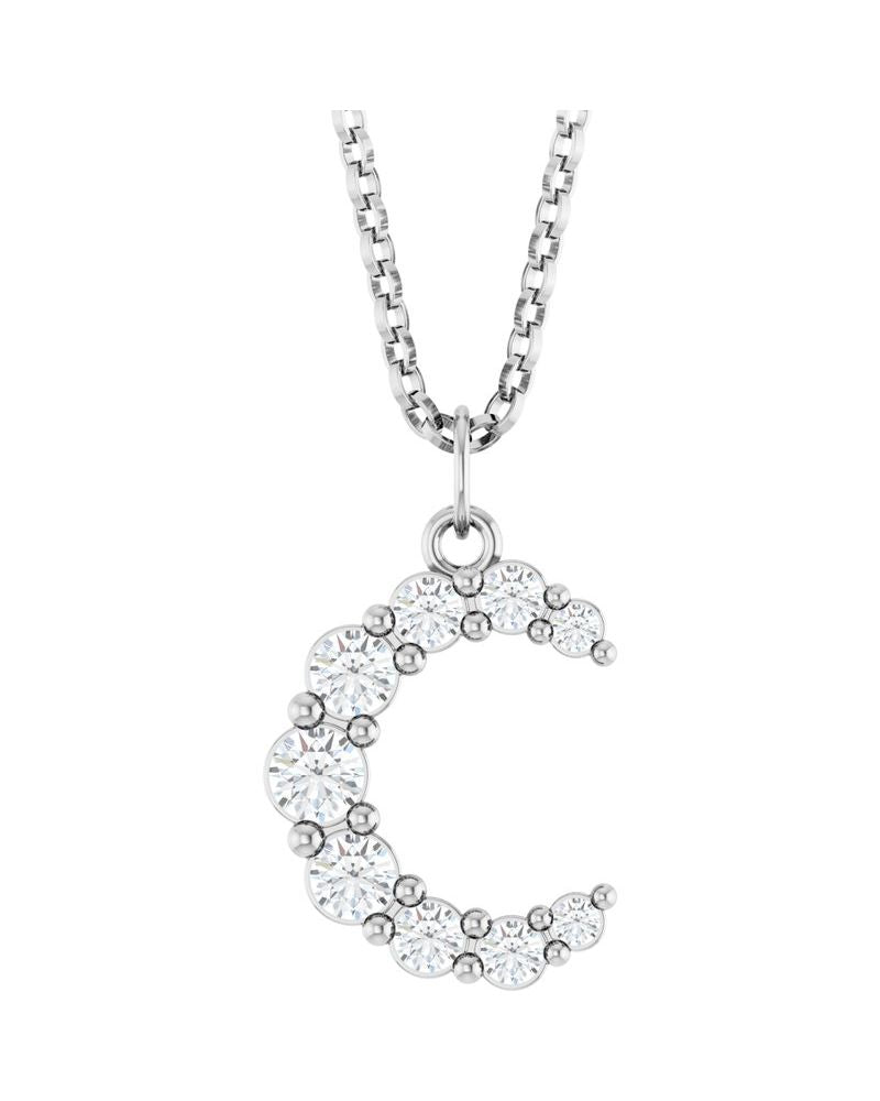 Colar Celestial Lua em Ouro 14k com Diamantes de Laboratório