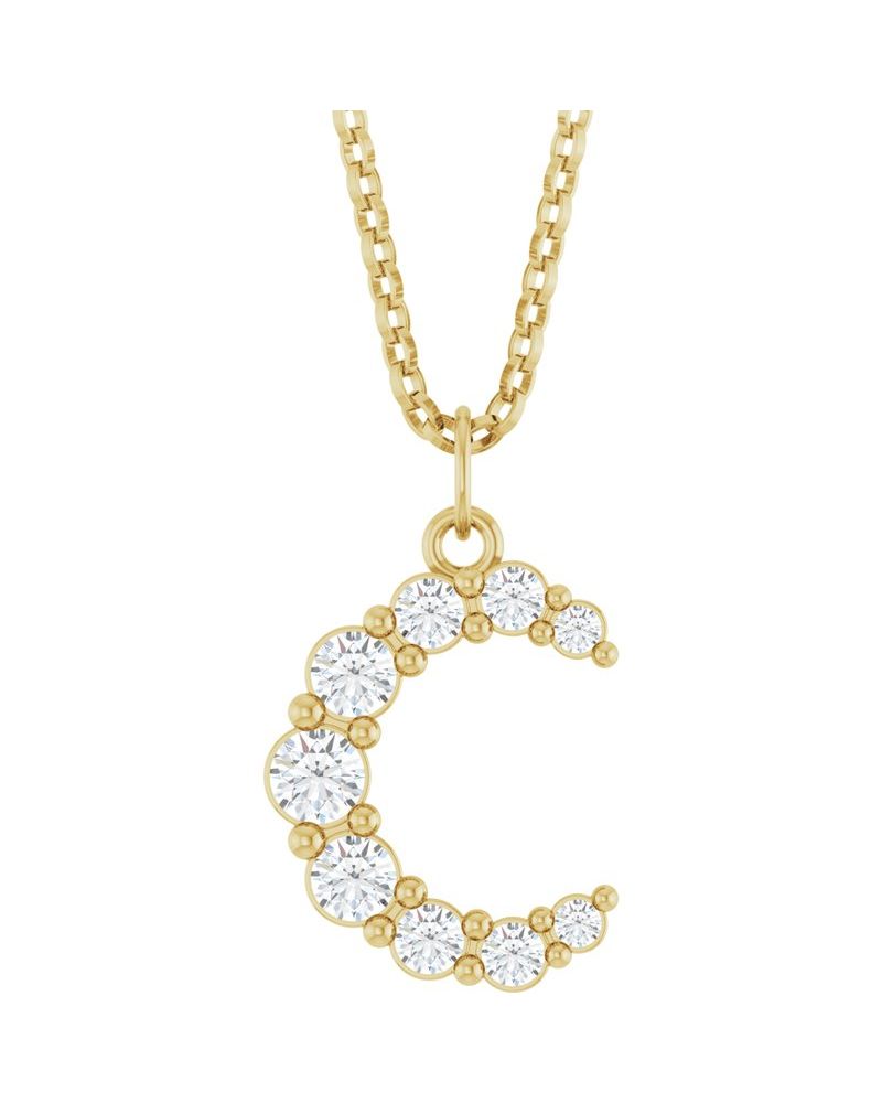 Colar Celestial Lua em Ouro 14k com Diamantes de Laboratório